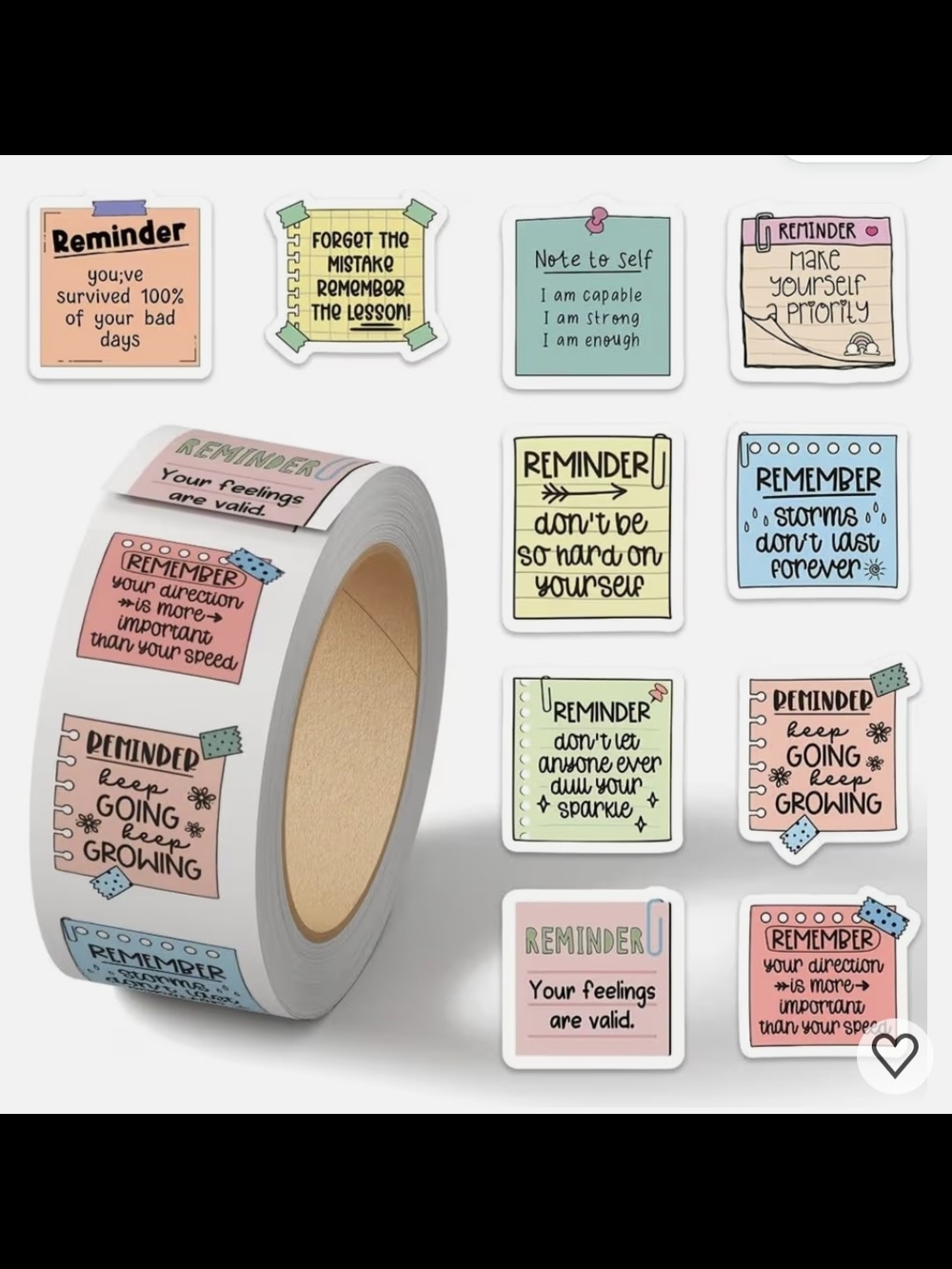 New Roll Of 500 Pcs Motivational Reminder Stickers For Scrapbooking,Planner Etc